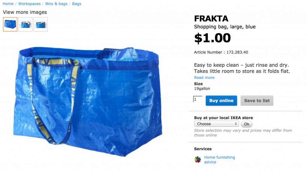 Screenshot of the IKEA website